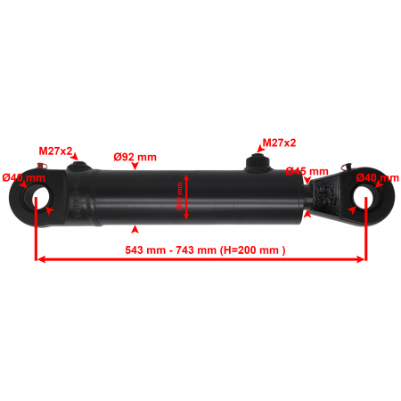 POLSKI SIŁOWNIK HYDRAULICZNY ŁADOWACZY SKOK 200 CJ2F 80x45x200 U40 SKRAW-MET